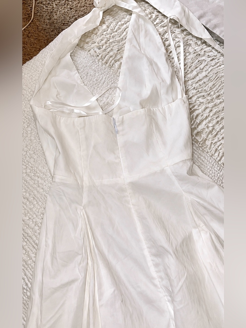 NWT Billy J Wesley Halter Neck Maxi Dress White Cotton Size 6 Pockets - Picture 11 of 13
